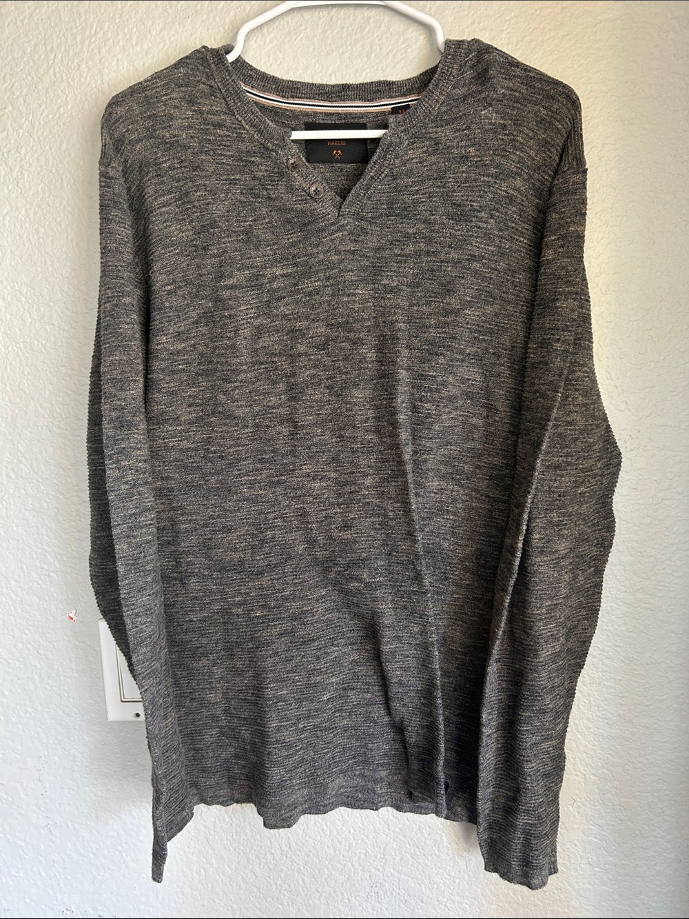 Men's Gray V-Neck Knit Sweater by Outpost Makers